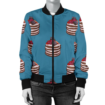 Pancake Pattern Print Design A03 Women's Bomber Jacket