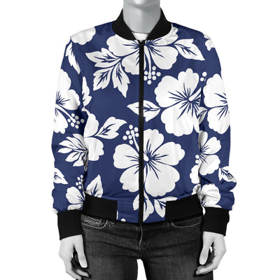 Hibiscus Pattern Print Design HB012 Women Bomber Jacket