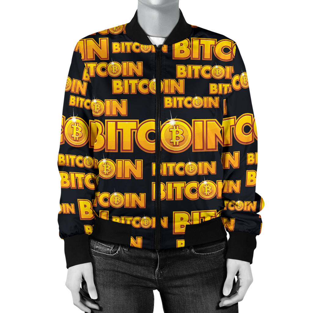 Bitcoin Pattern Print Design DO03 Women Bomber Jacket
