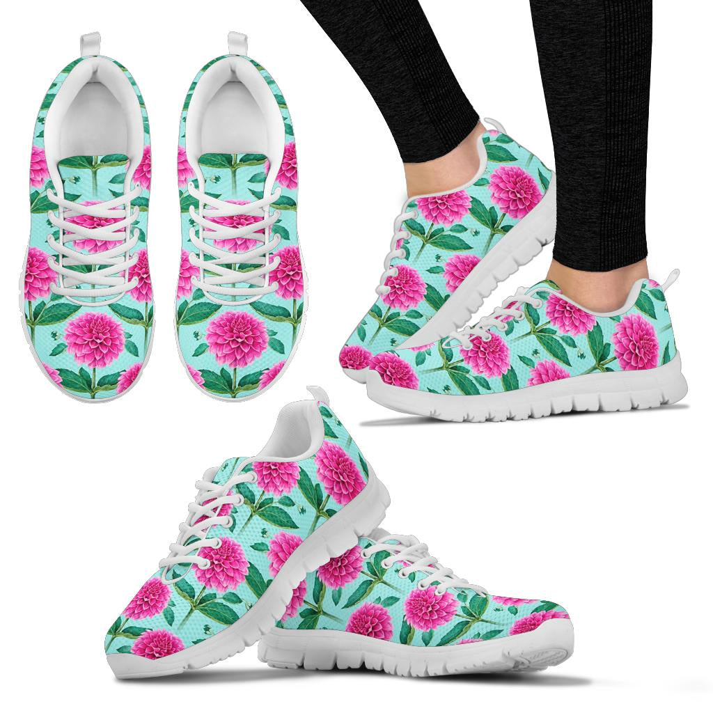 Dahlia Pattern Print Design DH08 Sneakers White Bottom Shoes