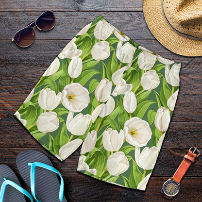Tulip White Pattern Print Design TP05 Mens Shorts