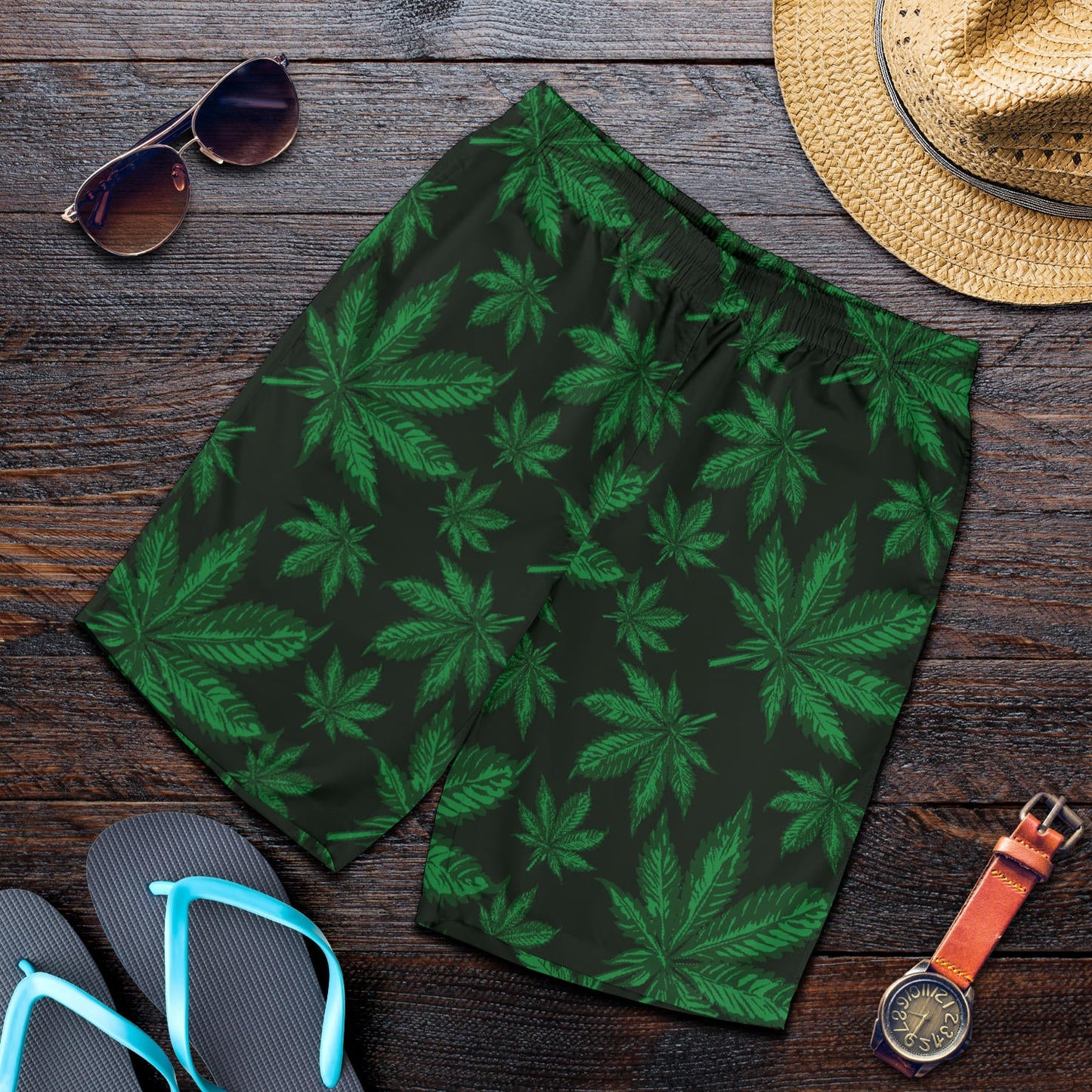 Pot Leaf Pattern Print Design A04 Mens Shorts