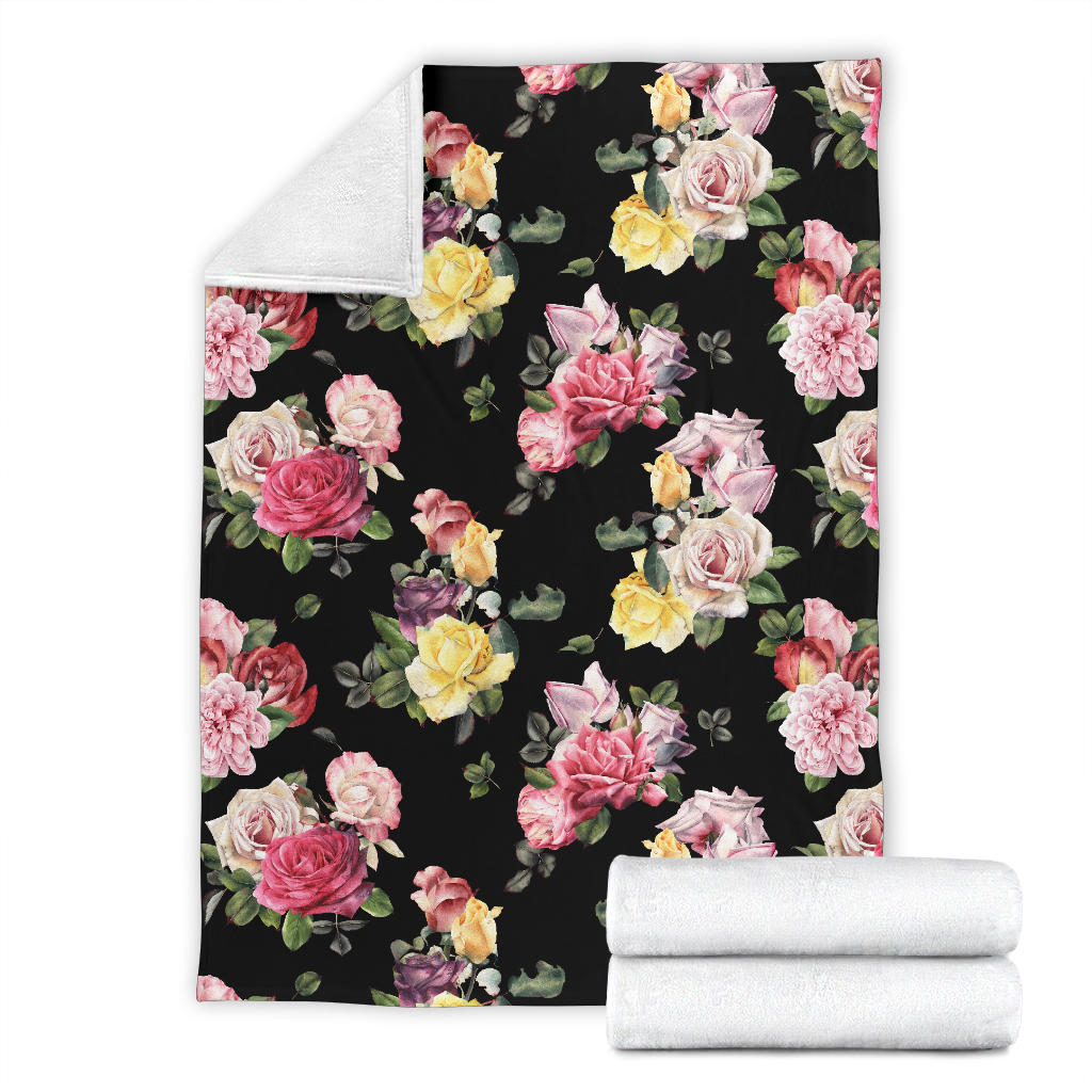 Rose Pattern Print Design RO010 Fleece Blanket