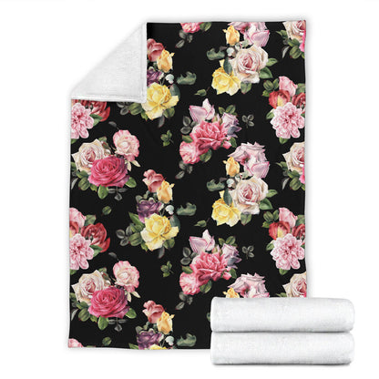 Rose Pattern Print Design RO010 Fleece Blanket