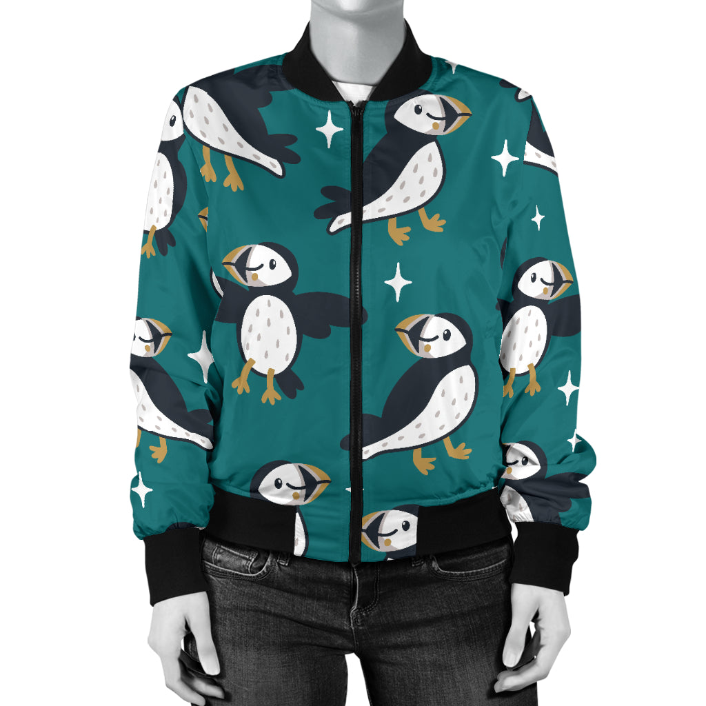 Puffin Pattern Print Design A05 Women's Bomber Jacket