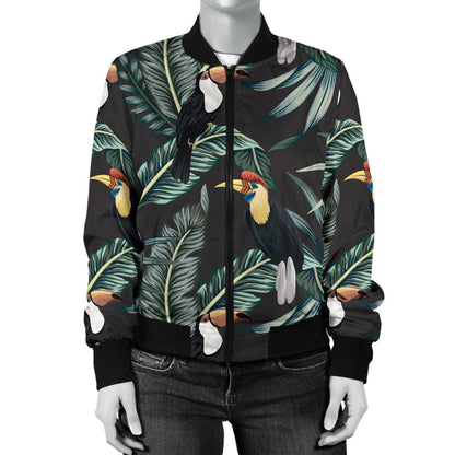 Rainforest Pattern Print Design RF06 Women Bomber Jacket