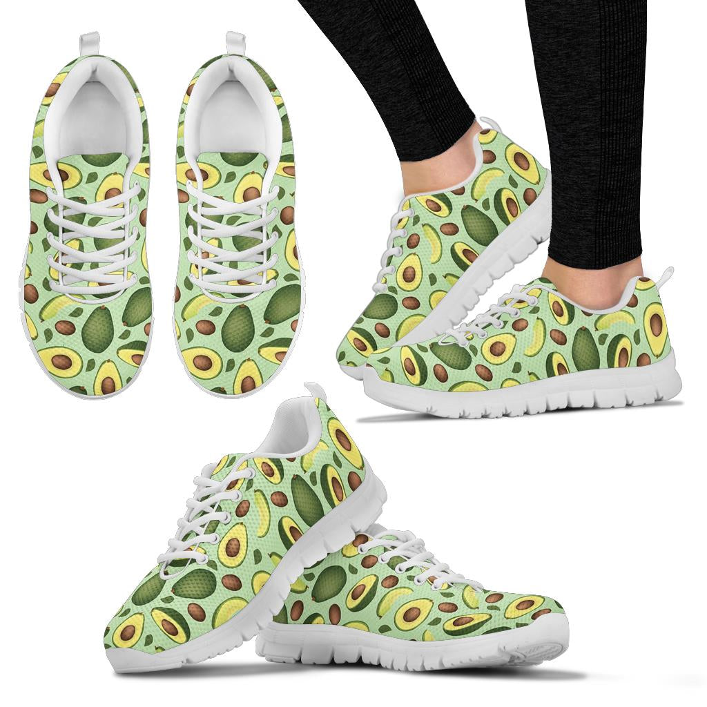 Avocado Pattern Print Design AC01 Sneakers White Bottom Shoes