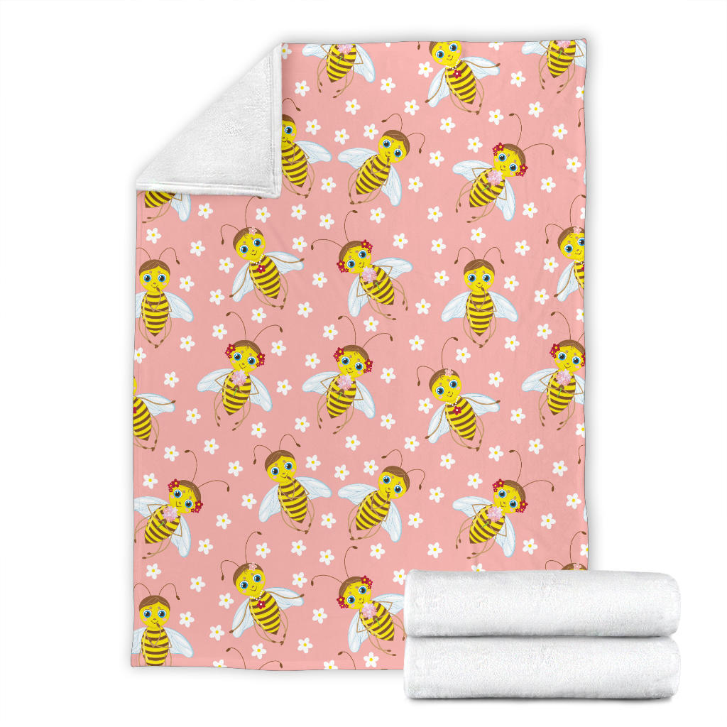 Bee Pattern Print Design BEE07 Fleece Blanket