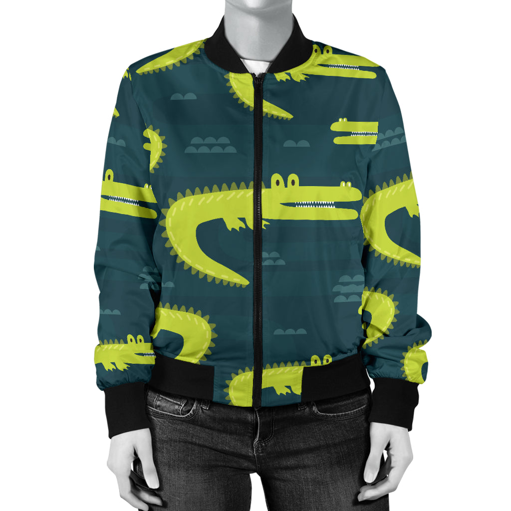 Alligator Pattern Print Design 03 Women's Bomber Jacket