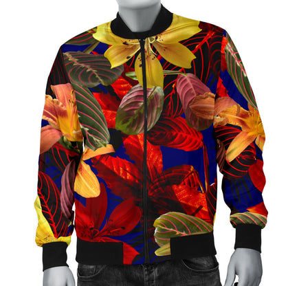 Lily Pattern Print Design LY014 Men Bomber Jacket