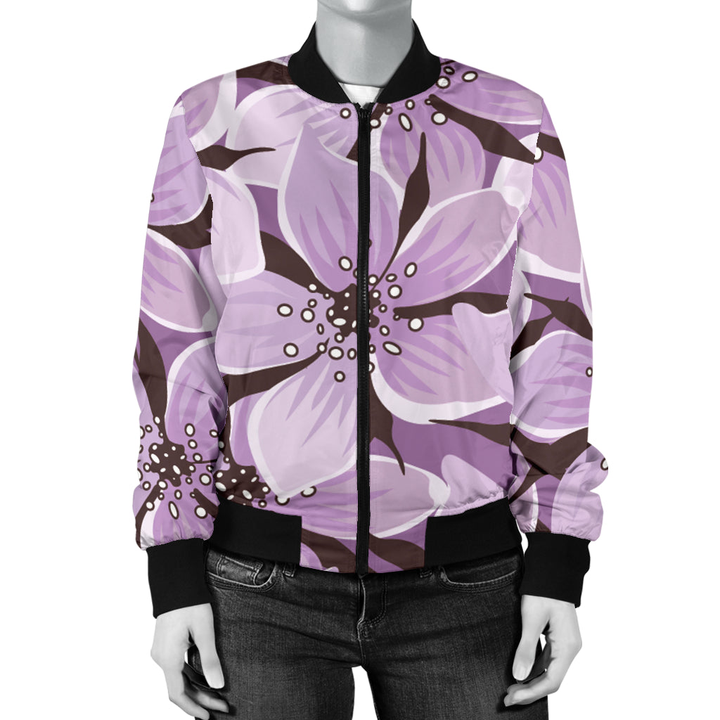 Lilac Pattern Print Design 01 Women's Bomber Jacket