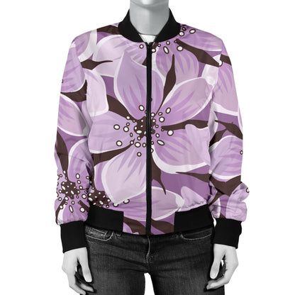 Lilac Pattern Print Design 01 Women's Bomber Jacket