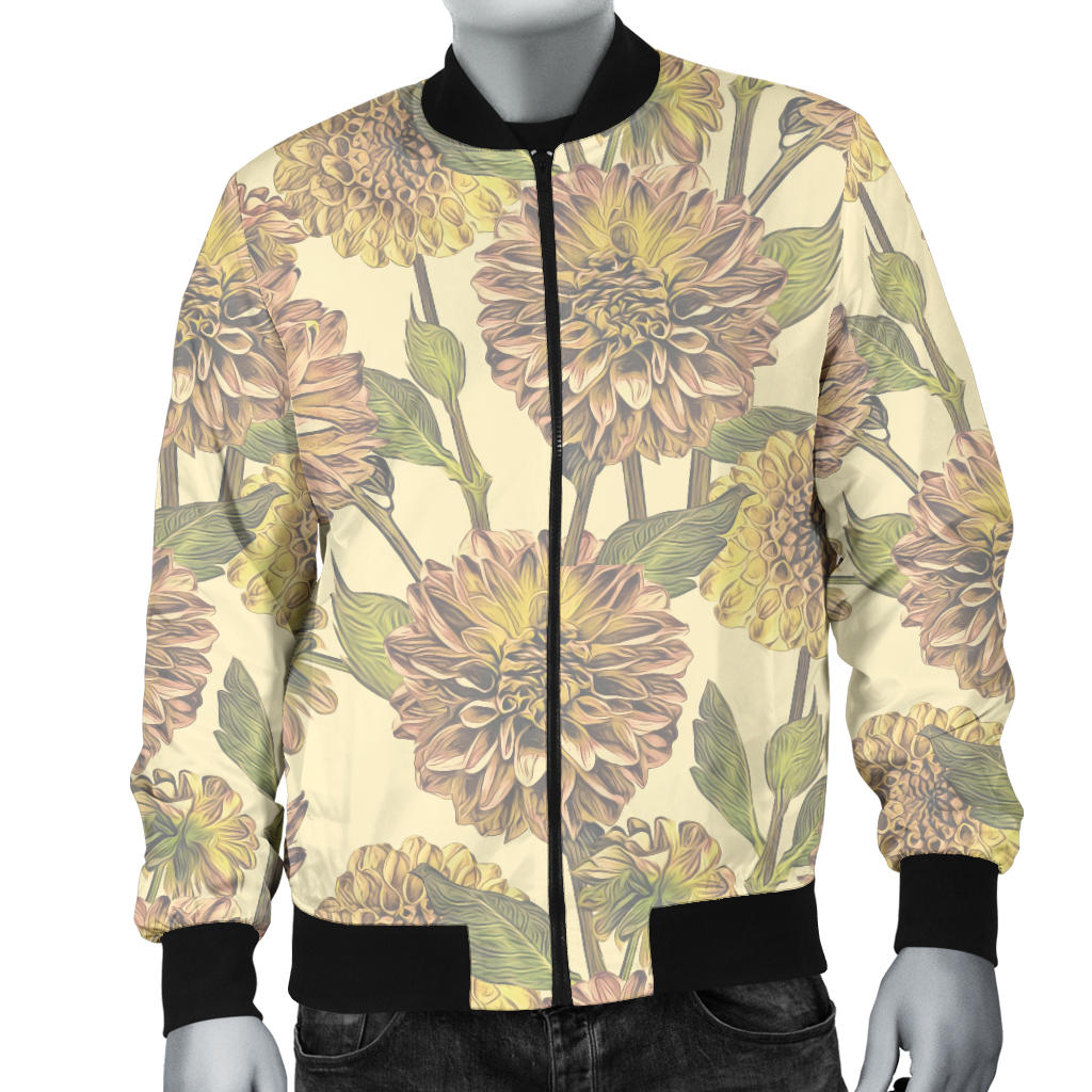 Dahlia Pattern Print Design DH09 Men Bomber Jacket