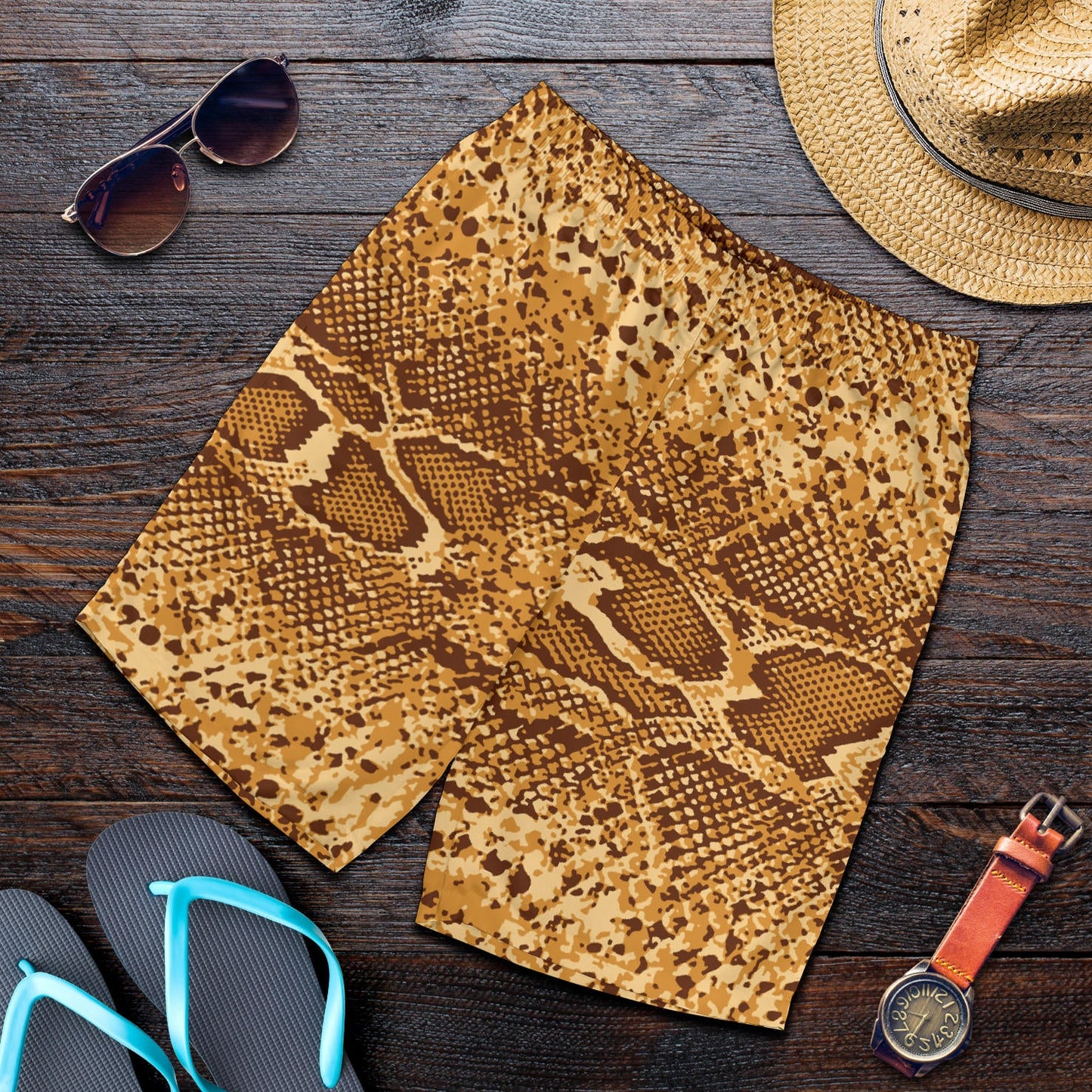 Python Brown Pattern Print Design A03 Mens Shorts