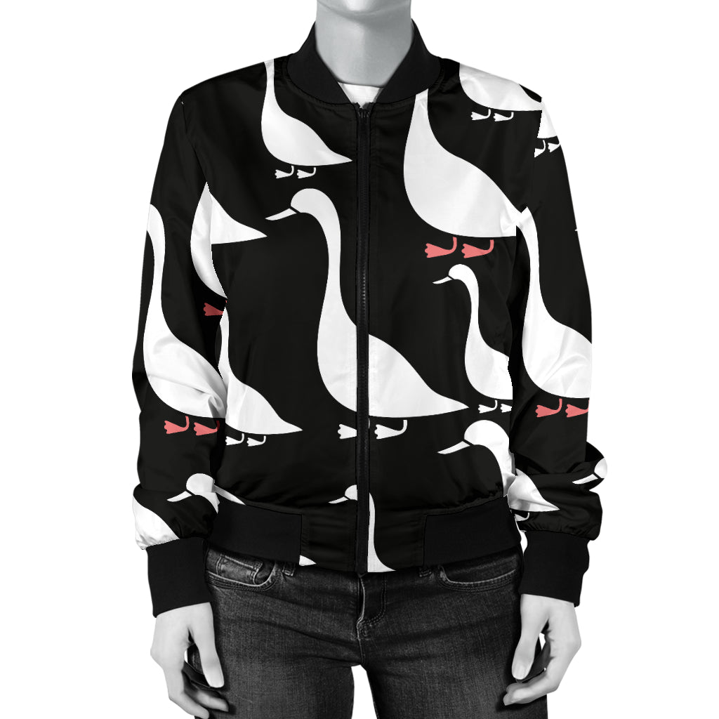 Goose Pattern Print Design 01 Women's Bomber Jacket