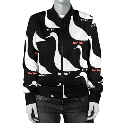 Goose Pattern Print Design 01 Women's Bomber Jacket