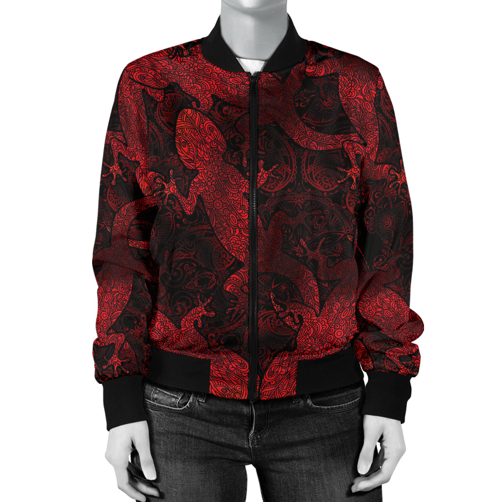 Gecko Pattern Print Design 04 Women's Bomber Jacket