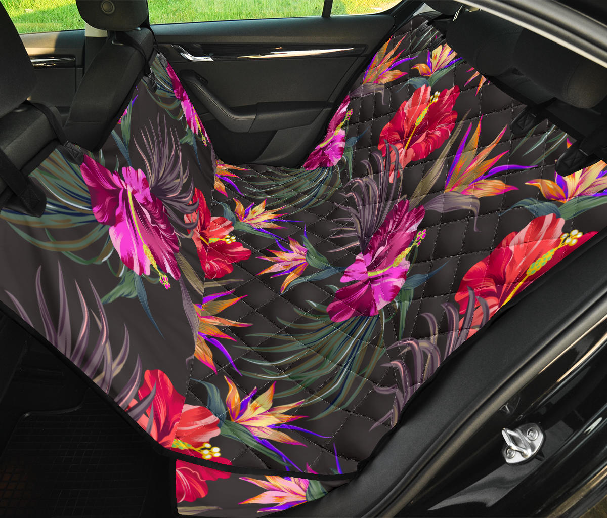 Hibiscus Pattern Print Design HB014 Rear Dog  Seat Cover