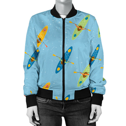 Kayak Pattern Print Design 04 Women's Bomber Jacket