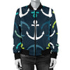 Anchor Pattern Print Design 03 Women's Bomber Jacket