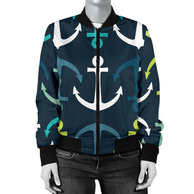 Anchor Pattern Print Design 03 Women's Bomber Jacket