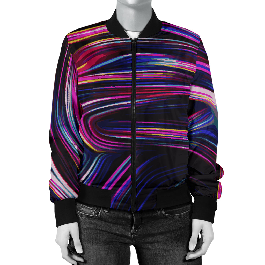 Liquid Pattern Print Design 01 Women's Bomber Jacket