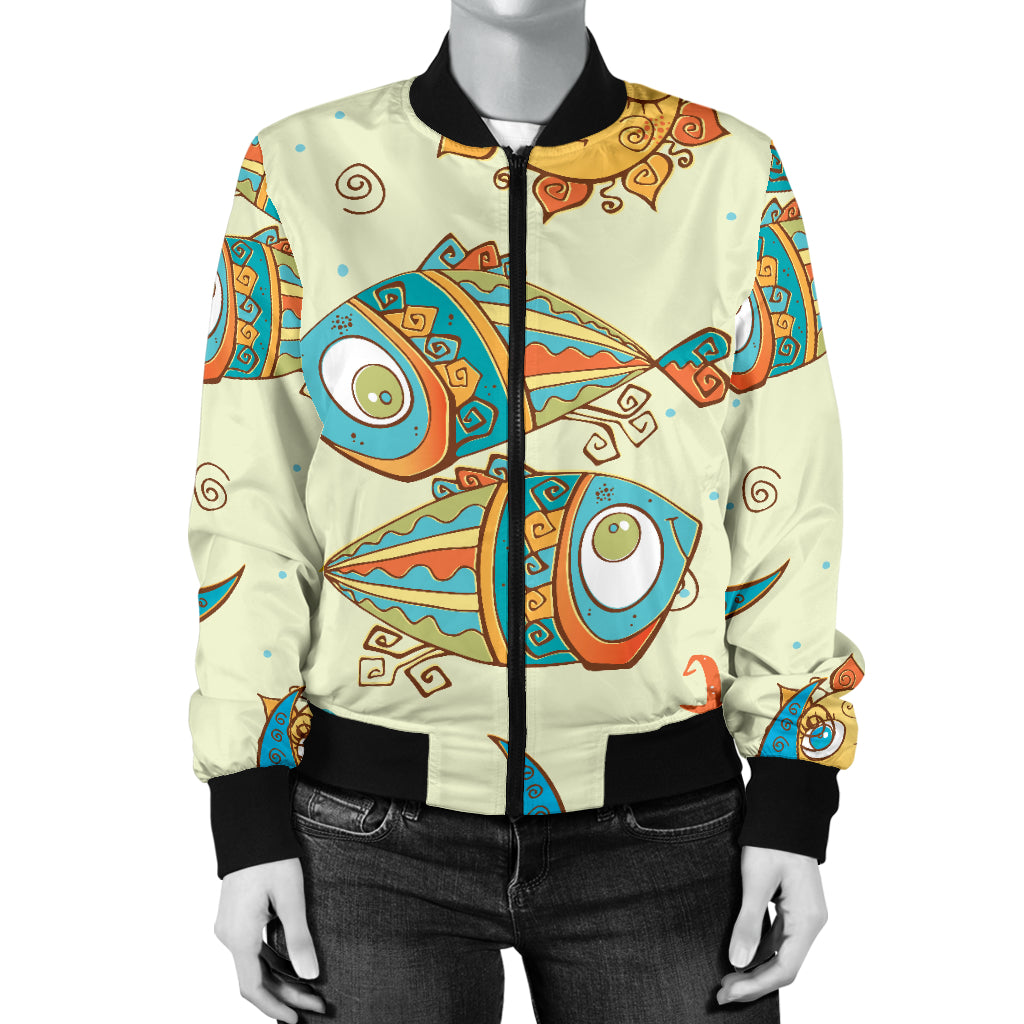 Pisces Pattern Print Design A03 Women's Bomber Jacket