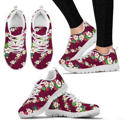 Hawaiian Themed Pattern Print Design H06 Sneakers White Bottom Shoes