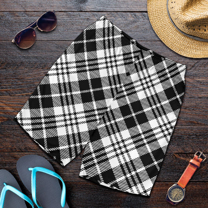 Plaid Black White Pattern Print Design A02 Mens Shorts