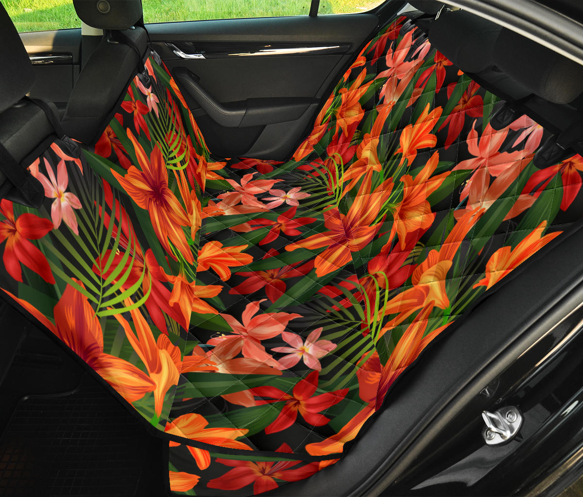 Amaryllis Pattern Print Design AL05 Rear Dog  Seat Cover