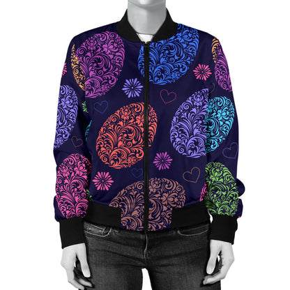 Easter Eggs Pattern Print Design RB012 Women Bomber Jacket