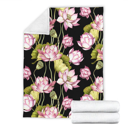 Water Lily Pattern Print Design WL06 Fleece Blanket