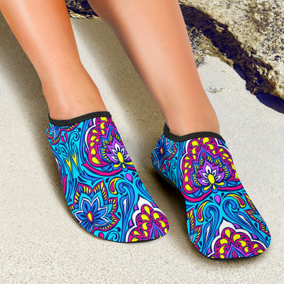 lotus Boho Pattern Print Design LO010 Aqua Water Shoes