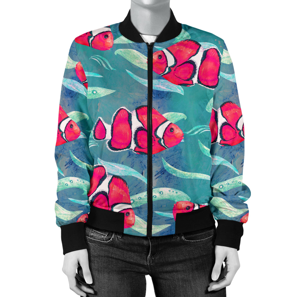 Clownfish Pattern Print Design 02 Women's Bomber Jacket