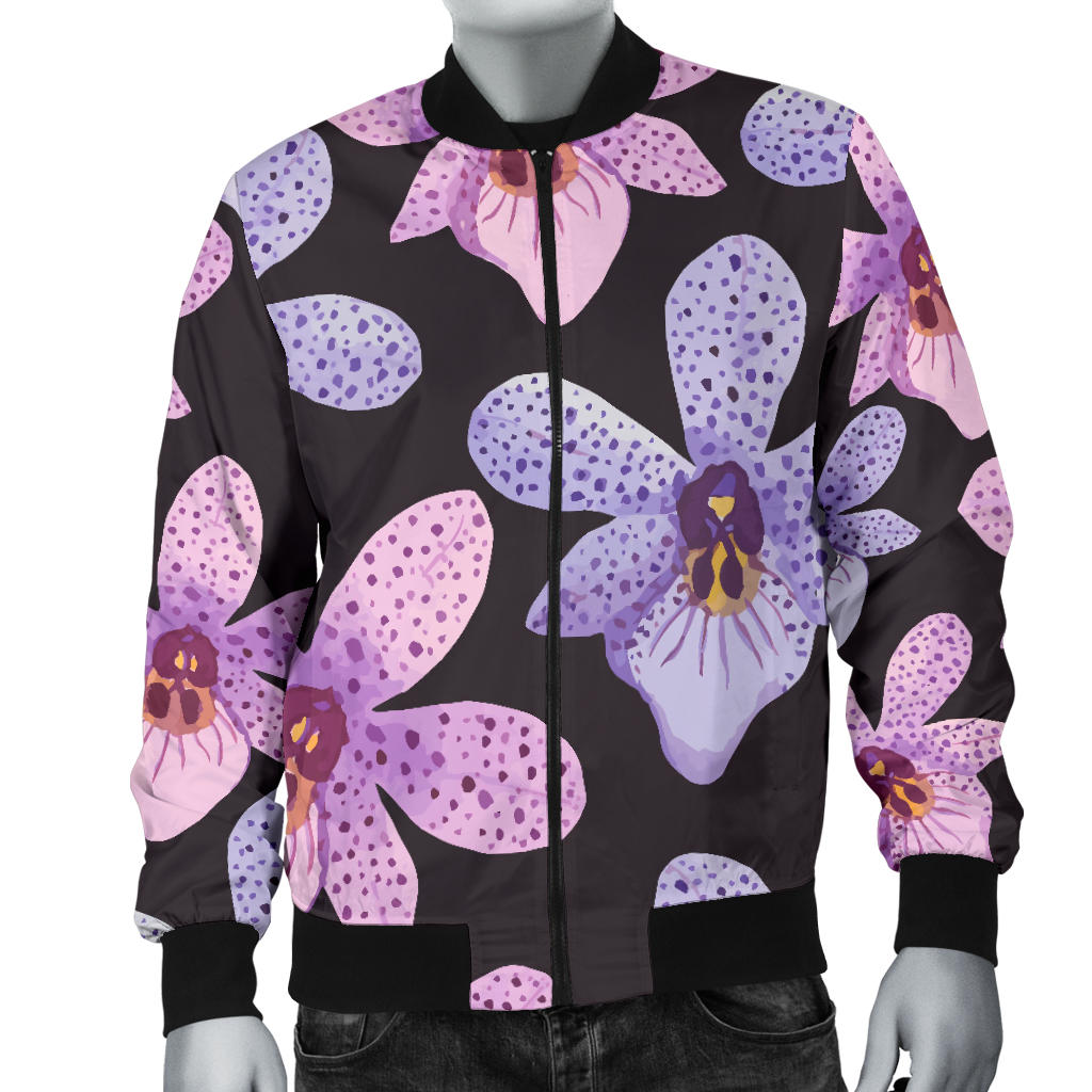 Orchid Pattern Print Design OR08 Men Bomber Jacket