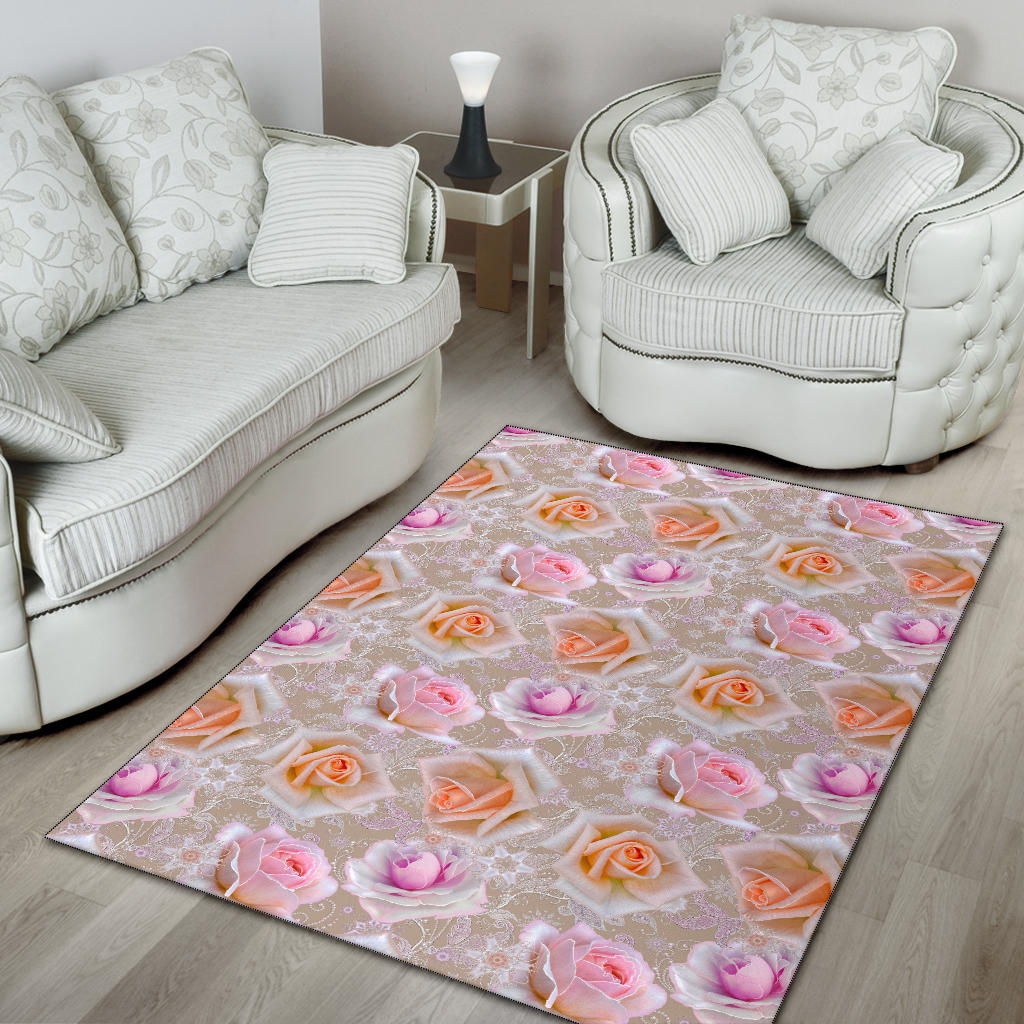Rose Pattern Print Design RO011 Area Rugs