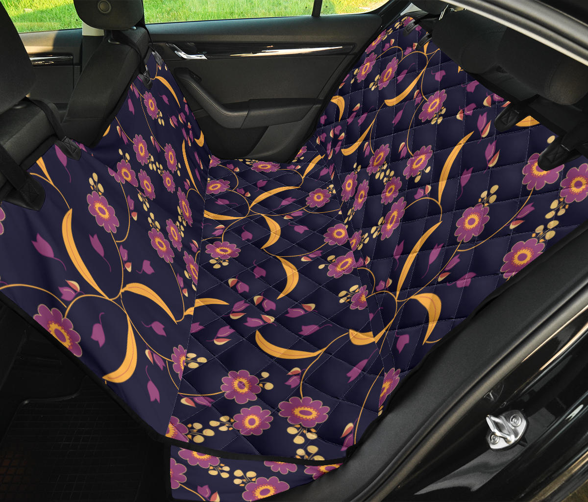 Anemone Pattern Print Design AM012 Rear Dog  Seat Cover