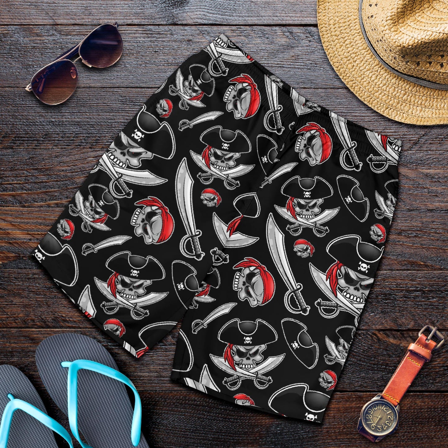 Pirate Pattern Print Design A05 Mens Shorts