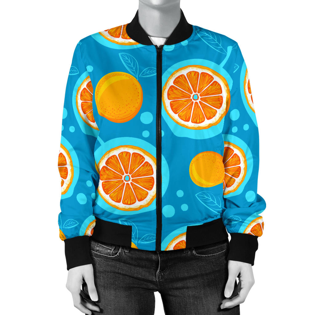 Grapefruit Pattern Print Design GF03 Women Bomber Jacket