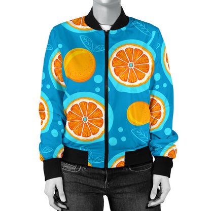 Grapefruit Pattern Print Design GF03 Women Bomber Jacket