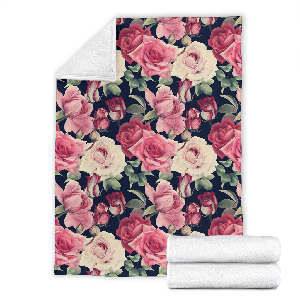 Rose Pattern Print Design RO05 Fleece Blanket