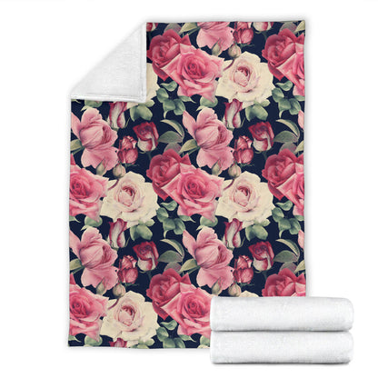 Rose Pattern Print Design RO05 Fleece Blanket