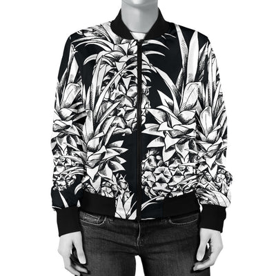 Pineapple Pattern Print Design PP08 Women Bomber Jacket