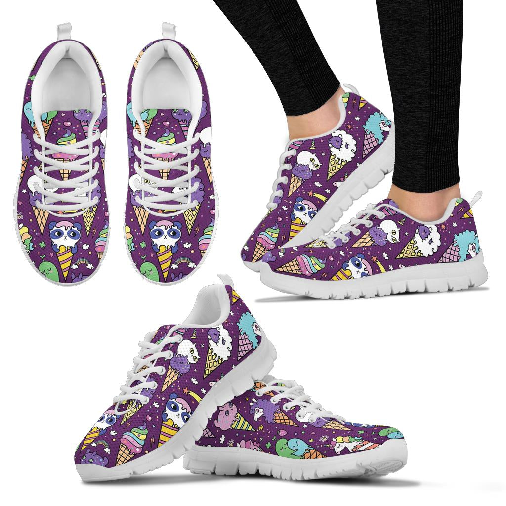 Ice Cream Pattern Print Design IC07 Sneakers White Bottom Shoes