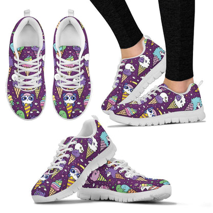 Ice Cream Pattern Print Design IC07 Sneakers White Bottom Shoes