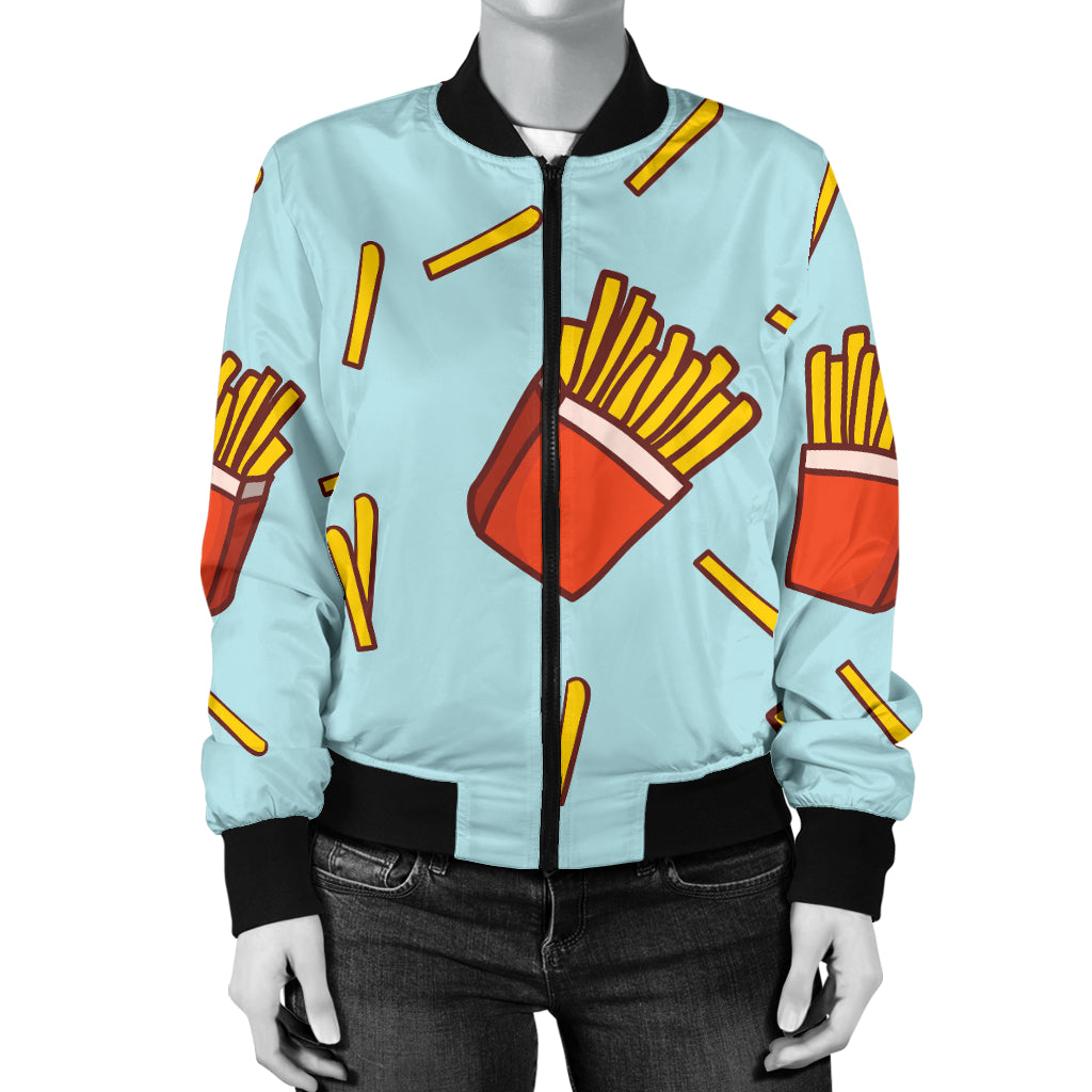 French Fried Pattern Print Design 02 Women's Bomber Jacket
