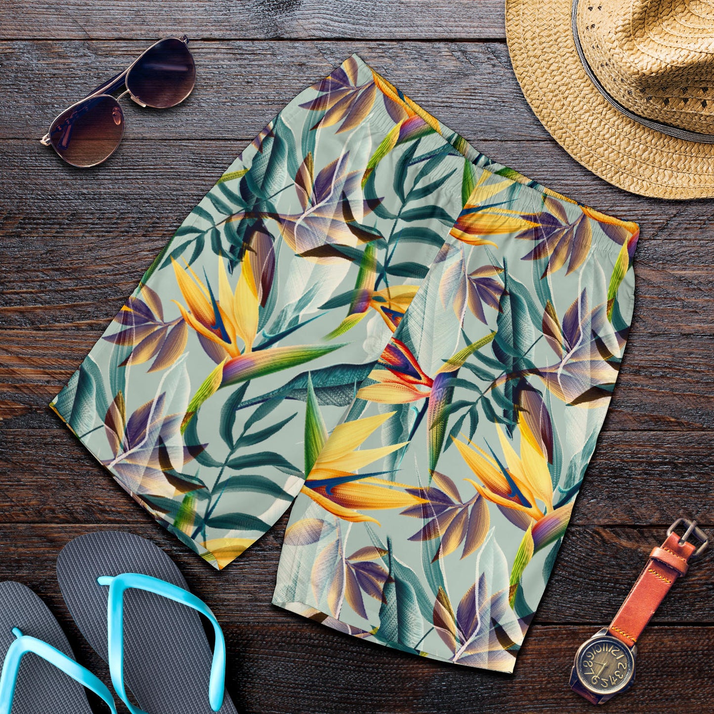 Tropical Flower Pattern Print Design TF022 Mens Shorts