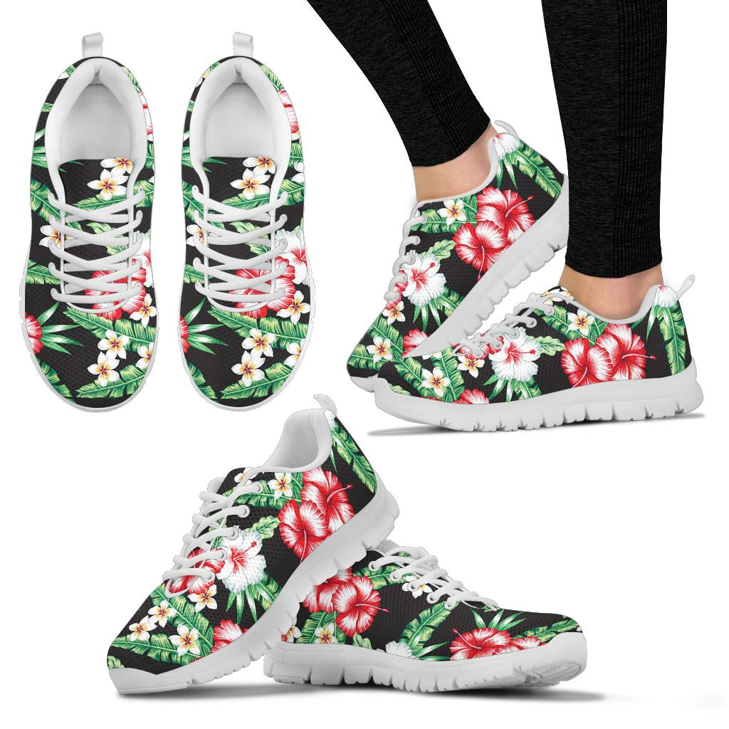 Hawaiian flower tropical leaves Sneakers White Bottom Shoes