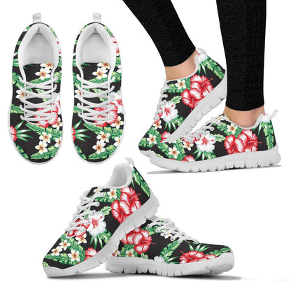 Hawaiian flower tropical leaves Sneakers White Bottom Shoes