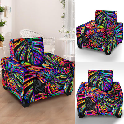 Neon Color Tropical Palm Leaves Armchair Slipcover